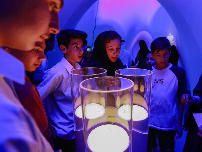 Students tour the Museum of the Future in Madinat Jumeirah. Victor Besa for The National.