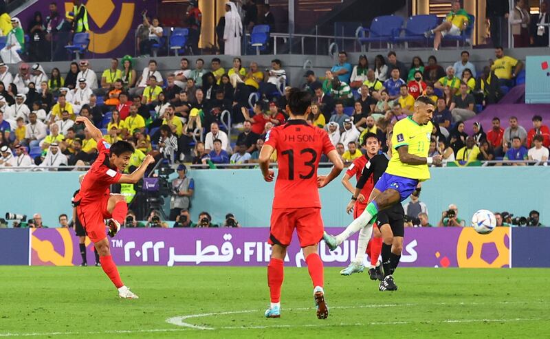 Paik Seung-ho scores for South Korea. Reuters