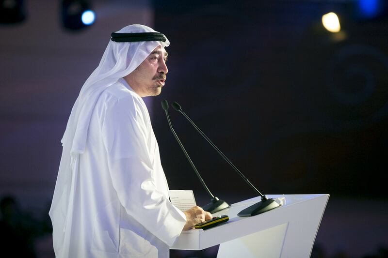 Tirad Mahmoud, the chief executive of Abu Dhabi Islamic Bank, speaks at the Ethical Finance Innovation Challenge and Awards ceremony. Reem Mohammed / The National