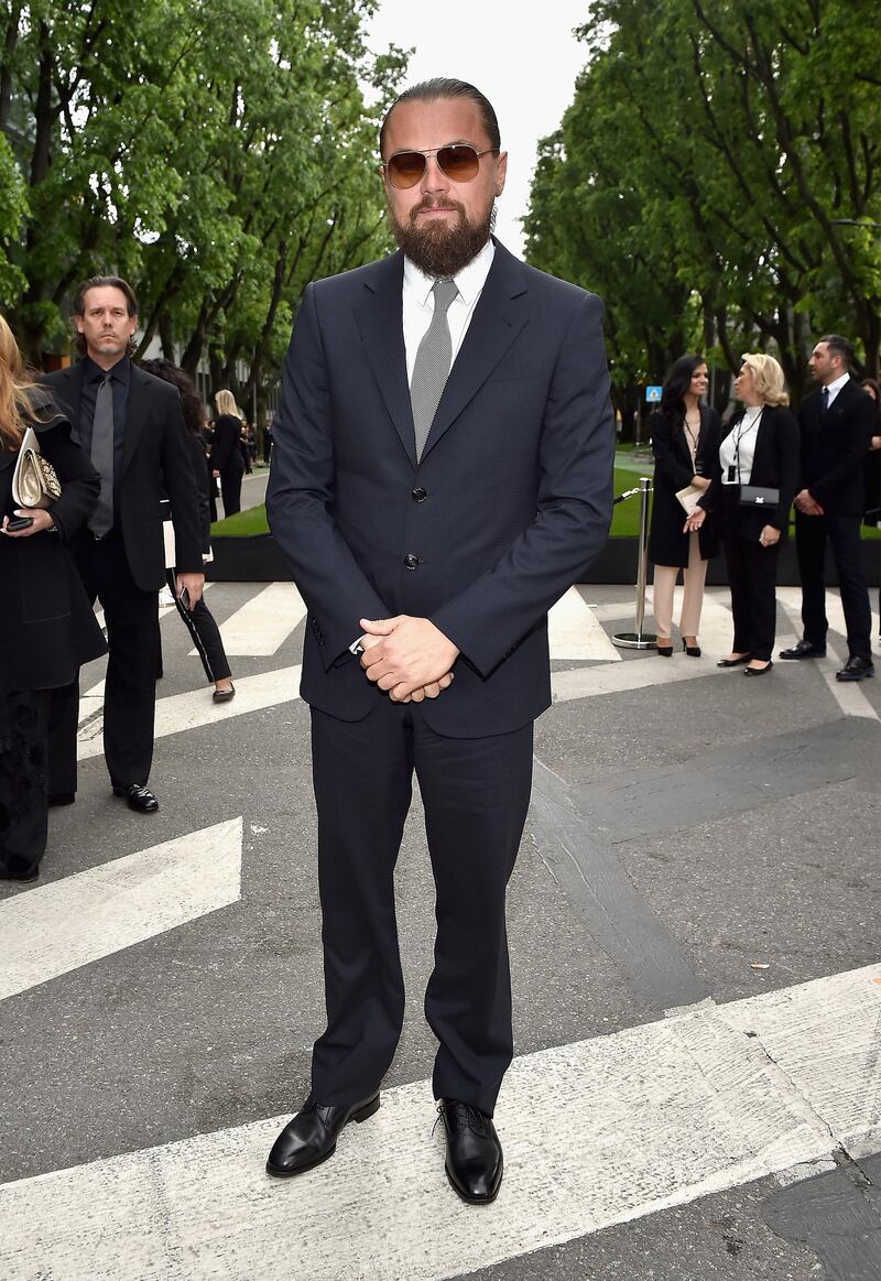 MILAN, ITALY - APRIL 30:  Leonardo DiCaprio attends the Giorgio Armani 40th Anniversary  Silos Opening And Cocktail Reception on April 30, 2015 in Milan, Italy.  (Photo by Jacopo Raule/Getty Images  for Giorgio Armani)