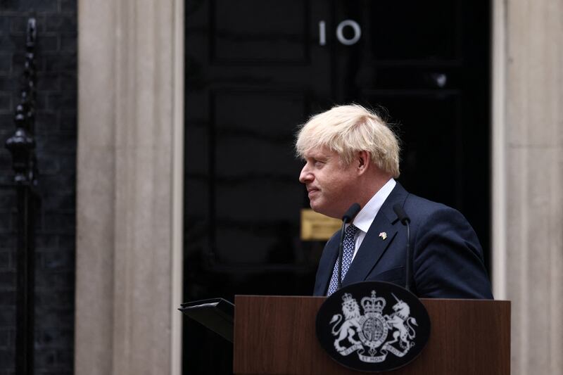 British Prime Minister Boris Johnson makes a statement at Downing Street in London, Britain, July 7, 2022.  REUTERS / Henry Nicholls