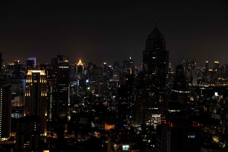 Thailand: The skyline of Bangkok is seen after some of its lights are turned off to mark Earth Hour. AFP