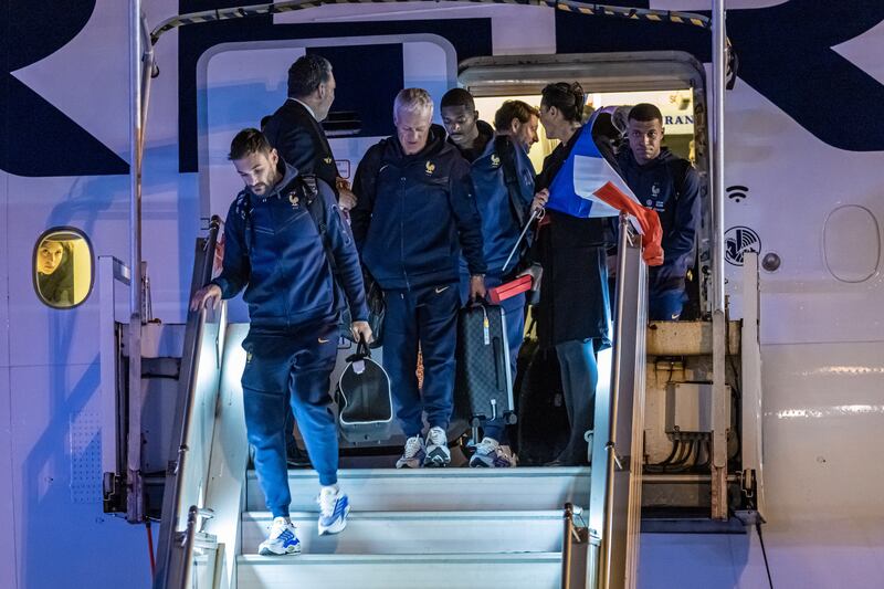 Manager Didier Deschamps and French team arrive at Charles de Gaulle Airport back from Doha after their World Cup final defeat against Argentina. EPA