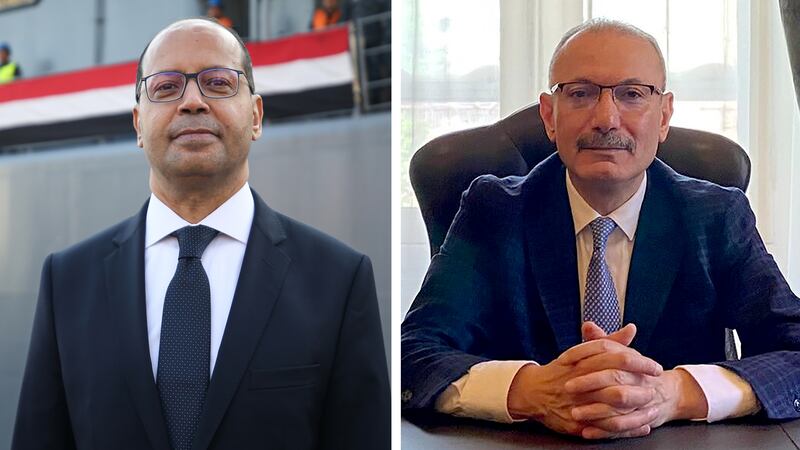 Amr El Hamamy, left, is to become Egypt's ambassador in Ankara while Turkey named Salih Mutlu Sen, right, to become its top diplomat in Cairo. Photo: Getty Images / Andalou
