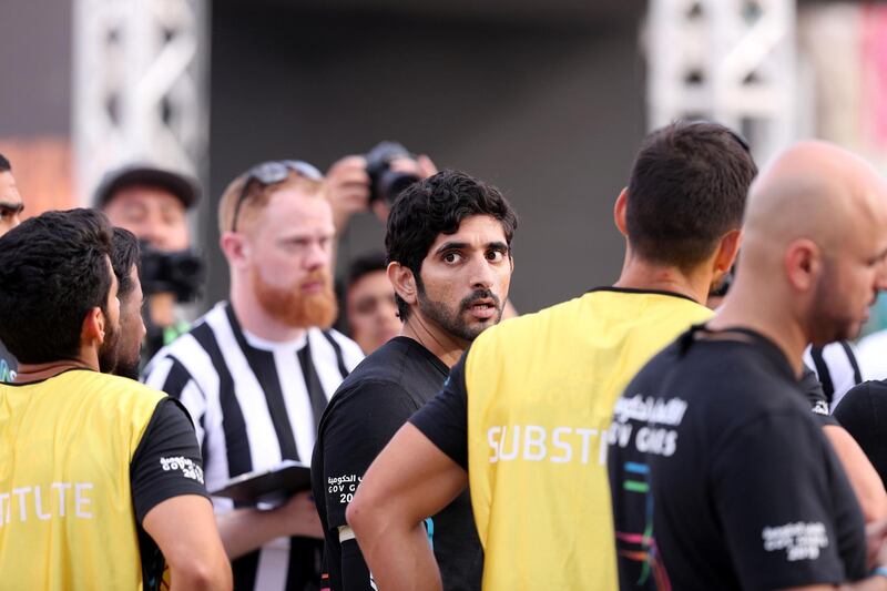 Dubai, United Arab Emirates - March 04, 2019: Sheikh Hamdan bin Mohammed takes part in the men's heats of the Goverment Games 2019. Thursday the 4th of April 2019. Kite Beach, Dubai. Chris Whiteoak / The National