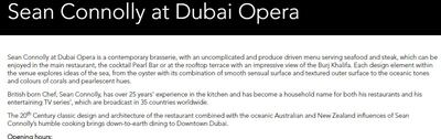 The original wording on the Sean Connolly at Dubai Opera homepage