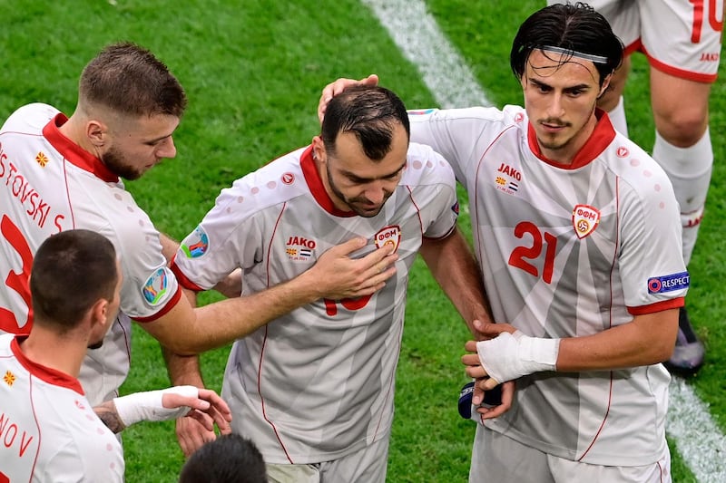 Goran Pandev. - 7: End of an era with the 37-year-old’s final appearance for Macedonia. Supplied early chances for Trickovski and Trajkovski but saw teammates denied by offside flag and post, respectively. Another lovely backheel pass in first half. Given emotional guard of honour when substituted. AFP