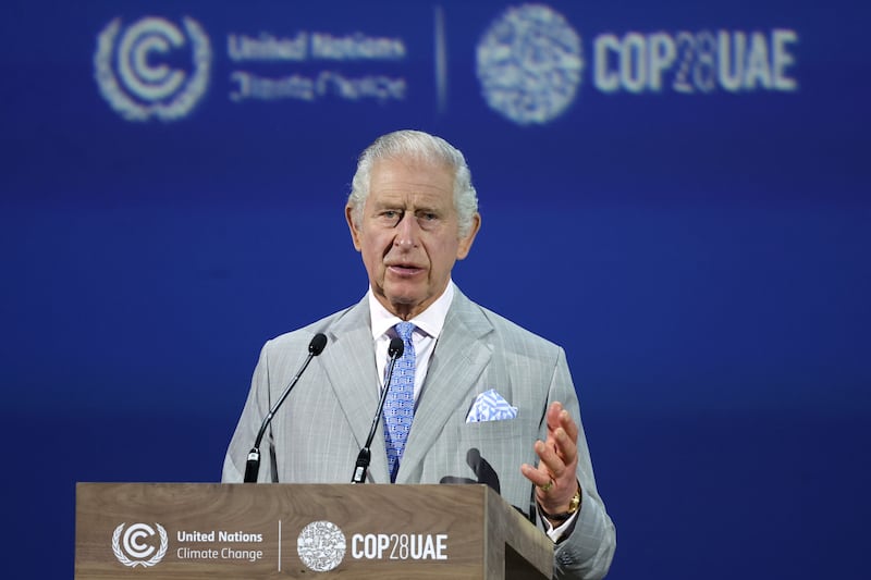 King Charles III delivers an address at the opening ceremony of Cop28 on December 1, in Dubai. Getty Images