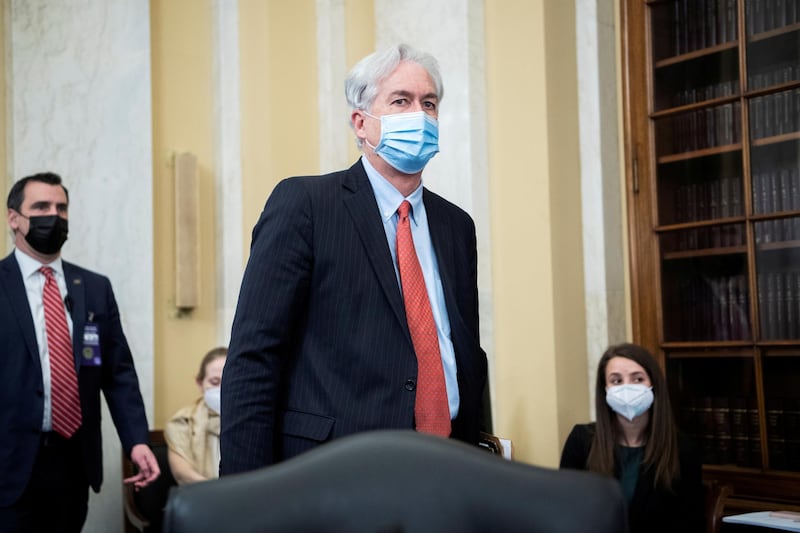 FILE PHOTO: William Burns, nominee for Central Intelligence Agency (CIA) director, arrives to his Senate Intelligence Committee hearing on Capitol Hill in Washington, February 24, 2021. Tom Williams/Pool via REUTERS/File Photo