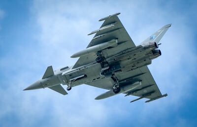 One of a squadron of RAF Typhoon jets involved in Nato's Baltic air policing mission. PA