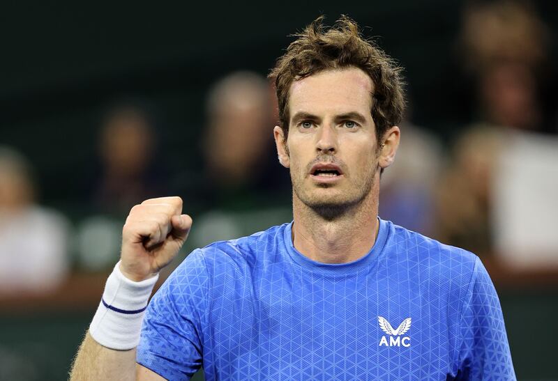 Andy Murray celebrates his straight sets victory against Adrian Mannarino in Indian Wells. AFP