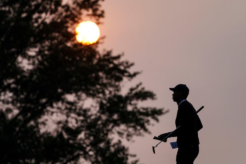 American golfer Tiger Woods on the second green during a practice round prior to the US Open at Winged Foot Golf Club in Mamaroneck, New York, on Wednesday, September 16. AFP