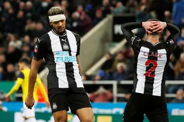 Soccer Football - FA Cup Fourth Round - Newcastle United v Oxford United - St James' Park, Newcastle, Britain - January 25, 2020 Newcastle United's Joelinton and Ciaran Clark react Action Images via Reuters/Lee Smith