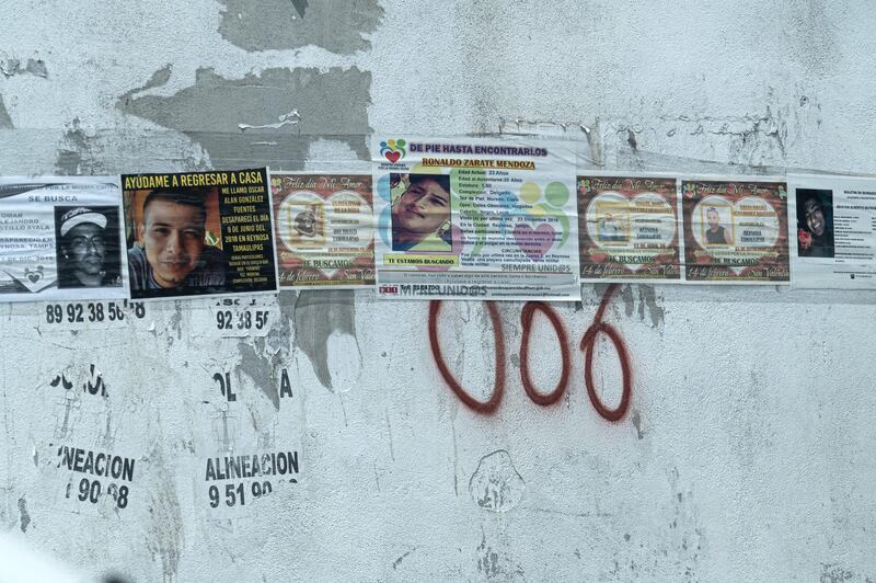 Posters of people missing or murdered by Cartel in Reynosa, Mexico. The National / Willy Lowry