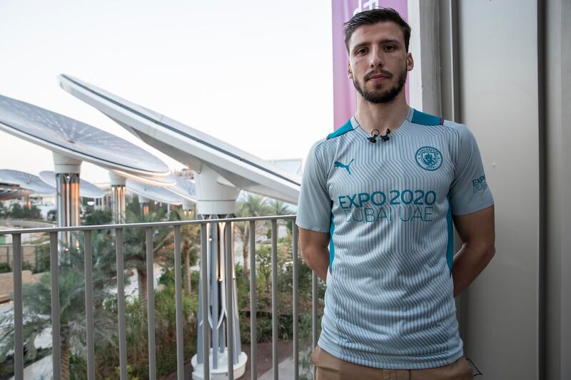 Manchester City and Portugal defender Ruben Dias has been at Expo 2020 Dubai. Antonie Robertson / The National