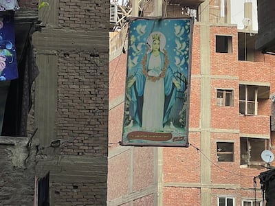 A depiction of the Virgin Mary decorates Hay El Zabaleen - Cairo's 'Garbage City'. Kamal Tabikha / The National 