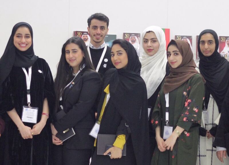 Eman Alseyabi (fourth from left) moved to the UK alone when she was just 17 to study at Queen Mary University in London.