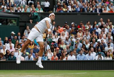 Tennis - Wimbledon - All England Lawn Tennis and Croquet Club, London, Britain - July 8, 2019  Switzerland's Roger Federer in action during his fourth round match against Italy's Matteo Berrettini  REUTERS/Carl Recine