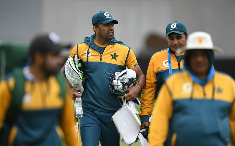 Wahab Riaz of Pakistan during a nets session at Old Trafford. AP
