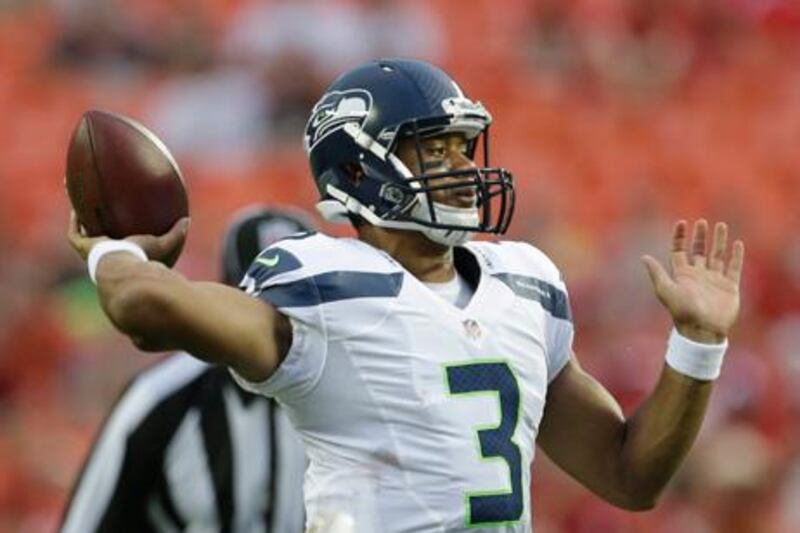 Seattle Seahawks quarterback Russell WIlson in action during pre-season against the Kansas City Chiefs