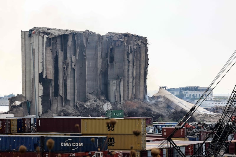 A fire at the silos blazed for weeks before the collapse. AFP