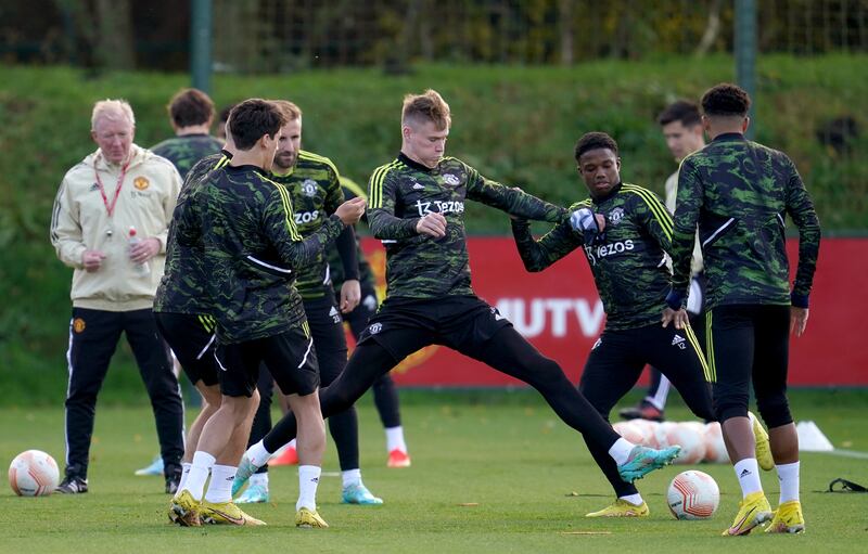 Scott McTominay takes part in training. PA
