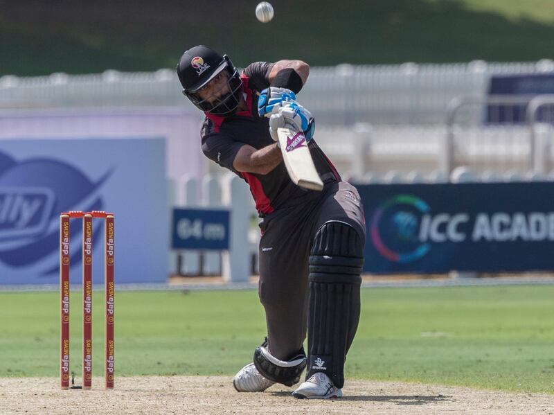 Ahmed Raza, the UAE captain, in action against Ireland. Antonie Robertson / The National