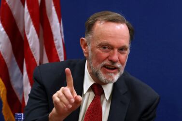 Tibor Nagy, the US Assistant Secretary of State for Africa, speaks during a news conference on the case of Sudan, in the US Embassy in Addis Ababa, Ethiopia. REUTERS/Tiksa Negeri