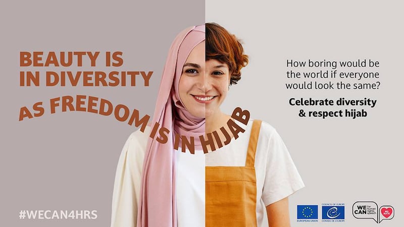 One of the tweeted messages in the Council of Europe hijab inclusivity campaign. Photo: Twitter