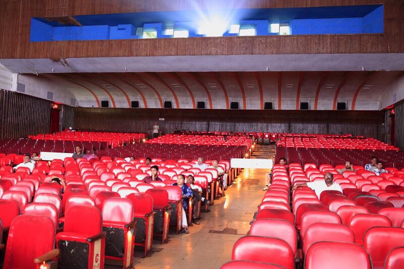 A thin crowd at the New Excelsior cinema, which boasts of the largest screen size in Asia, while a Bollywood movie is being shown. Subhash Sharma for The National