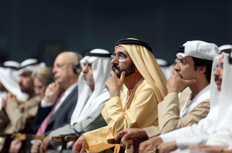 Sheikh Mohammed bin Rashid, Vice President and Ruler of Dubai, attends the opening of the second annual Government Summit. Wam