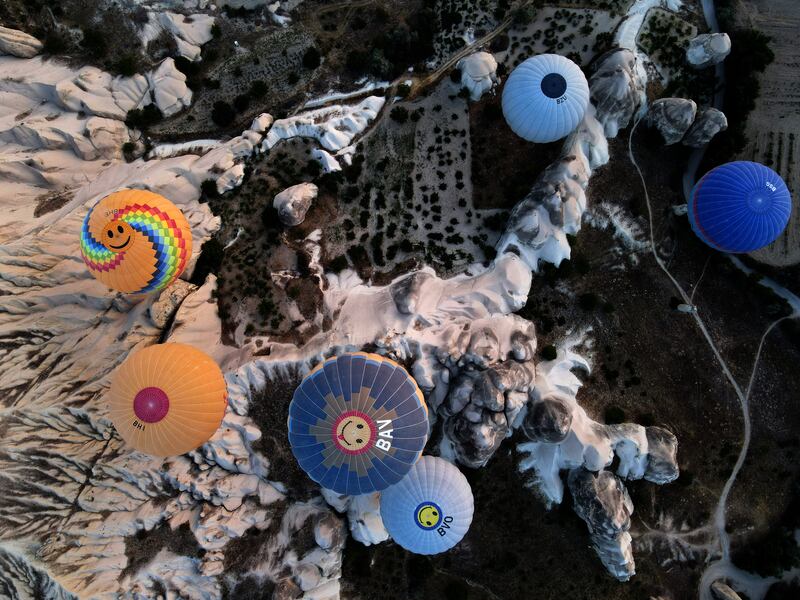 Hot air balloons launching in Goreme Historical National Park in the Cappadocia region of Turkey, in August. AFP