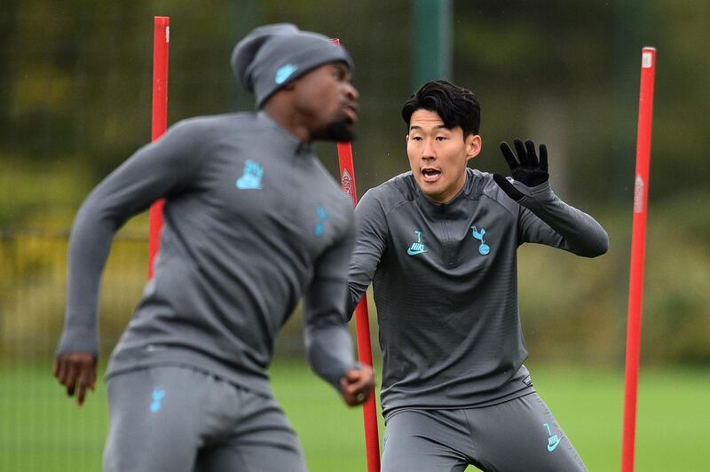 Tottenham Hotspur defender Serge Aurier and striker Son Heung-min. AFP