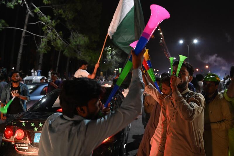 Pakistanis take to the streets in Islamabad.  AFP