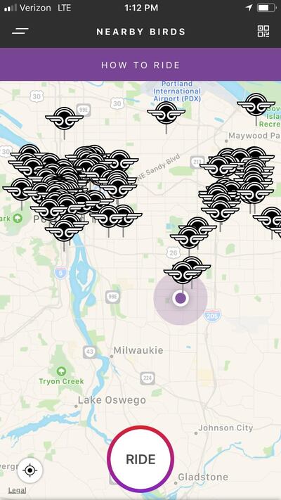 The Bird app and "personal electric vehicle sharing" service was licenced in Portland, Oregon last week, part of a current wave spreading across the United States. Rosemary Behan