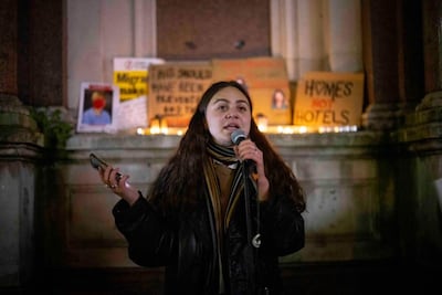 Sasha Haddad at a protest in Brighton highlighting the issue of missing child migrants. Photo: Sasha Haddad