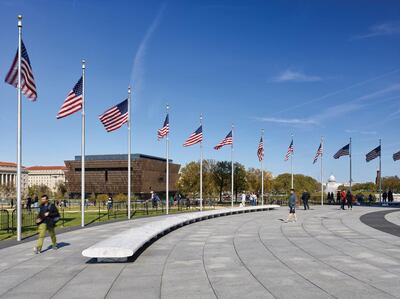 The Smithsonian National Museum of African American History and Culture on the National Mall in Washington DC, designed by the Ghanaian-British architect David Adjaye. Courtesy Alan Karchmer / NMAAHC