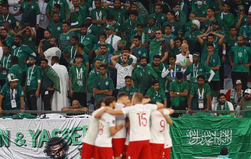 Saudi Arabia fans look dejected. Reuters