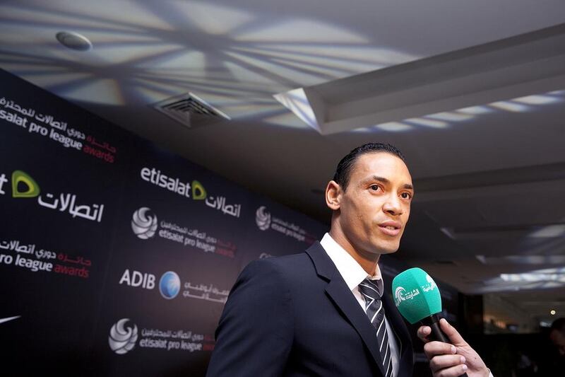 Ricardo Oliviera talks to media before the Etisalat Pro League Awards ceremony on Sunday, May 26, 2013, at the Abu Dhabi National Exhibition Center in Abu Dhabi.

Silvia Razgova / The National



