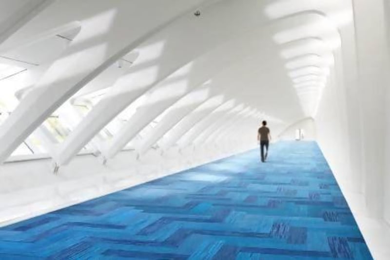 Interface's sustainable carpet, Net Effect, which is recycled from old fishing nets, covers the floor at the Milwaukee Art Museum. Photo courtesy of Interface