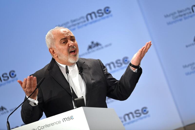 FILE PHOTO: Iran's Foreign Minister Mohammad Javad Zarif speaks during the annual Munich Security Conference in Munich, Germany February 17, 2019. REUTERS/Andreas Gebert/File Photo