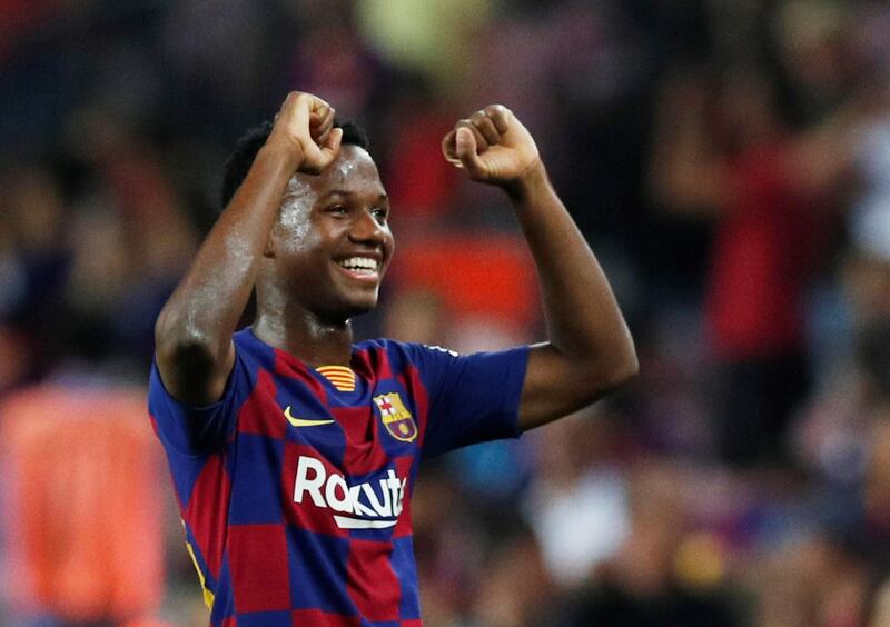 Anssumane Fati, 16, became the youngest Barcelona debutant since 1941 when he entered the pitch. Reuters