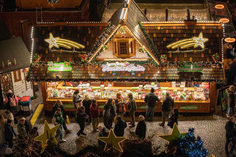 Crowds flock to the Christmas market in Frankfurt, Germany. AFP
