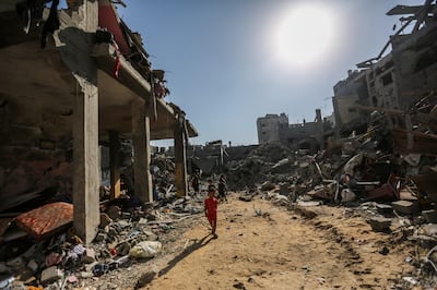 Destruction in Khan Yunis in the southern Gaza Strip on Wednesday after a third week of heavy bombing by Israel. Getty Images