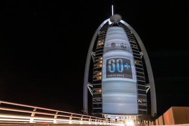 Sites across the UAE will go dark such as when the Burj Al Arab went dark last year for Earth Hour 2020. Courtesy Emirates Nature-WWF