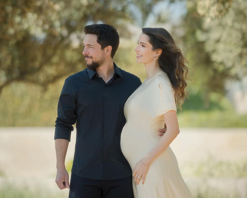 Jordan's Crown Prince Hussein and Princess Rajwa in a new photo unveiled by Queen Rania. Photo: Queen Rania of Jordan / @queenrania