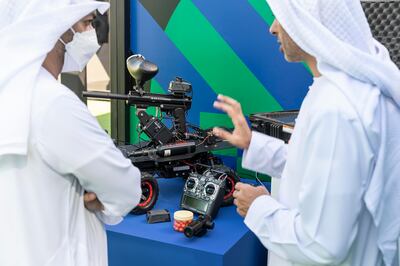 The Emirates Sniper – a remote-controlled vehicle, with a gun attached, that sends live footage back to a control room – is being displayed by the Ministry of Interior at UAE Innovations. Antonie Robertson / The National
