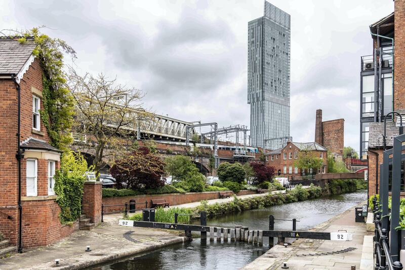 Feature on Manchester City FC at the Etihad complex and Manchester city centre.
PIC shows Rochdale Canal.