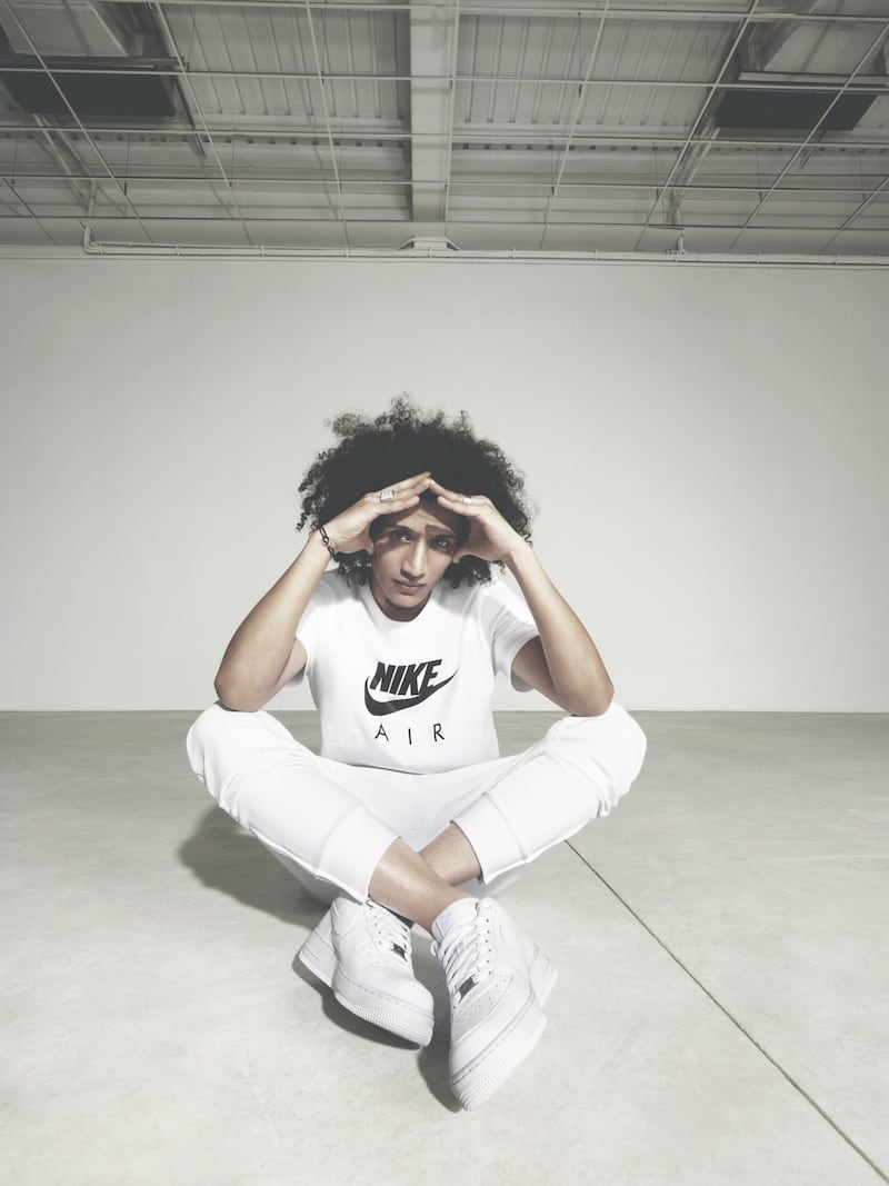Emirati football player in the Nike's autumn 2017 all-white sneaker campaign. Courtesy Nike