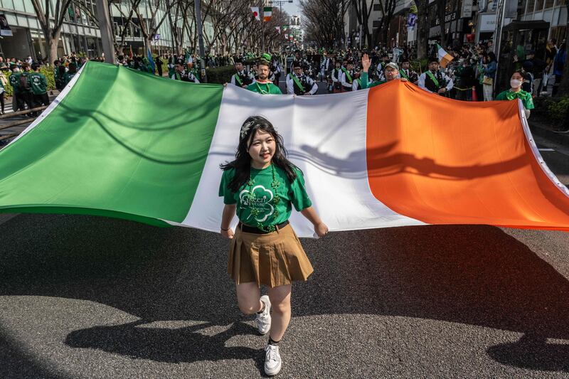 People take part in a St Patrick's Day parade in Tokyo. AFP